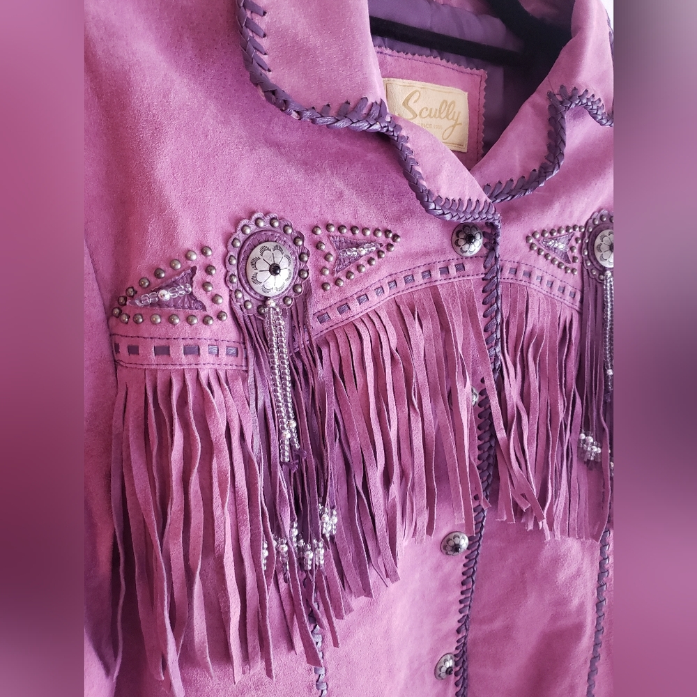 Scully PURPLE Suede Fringe Jacket - Picture 7 of 10